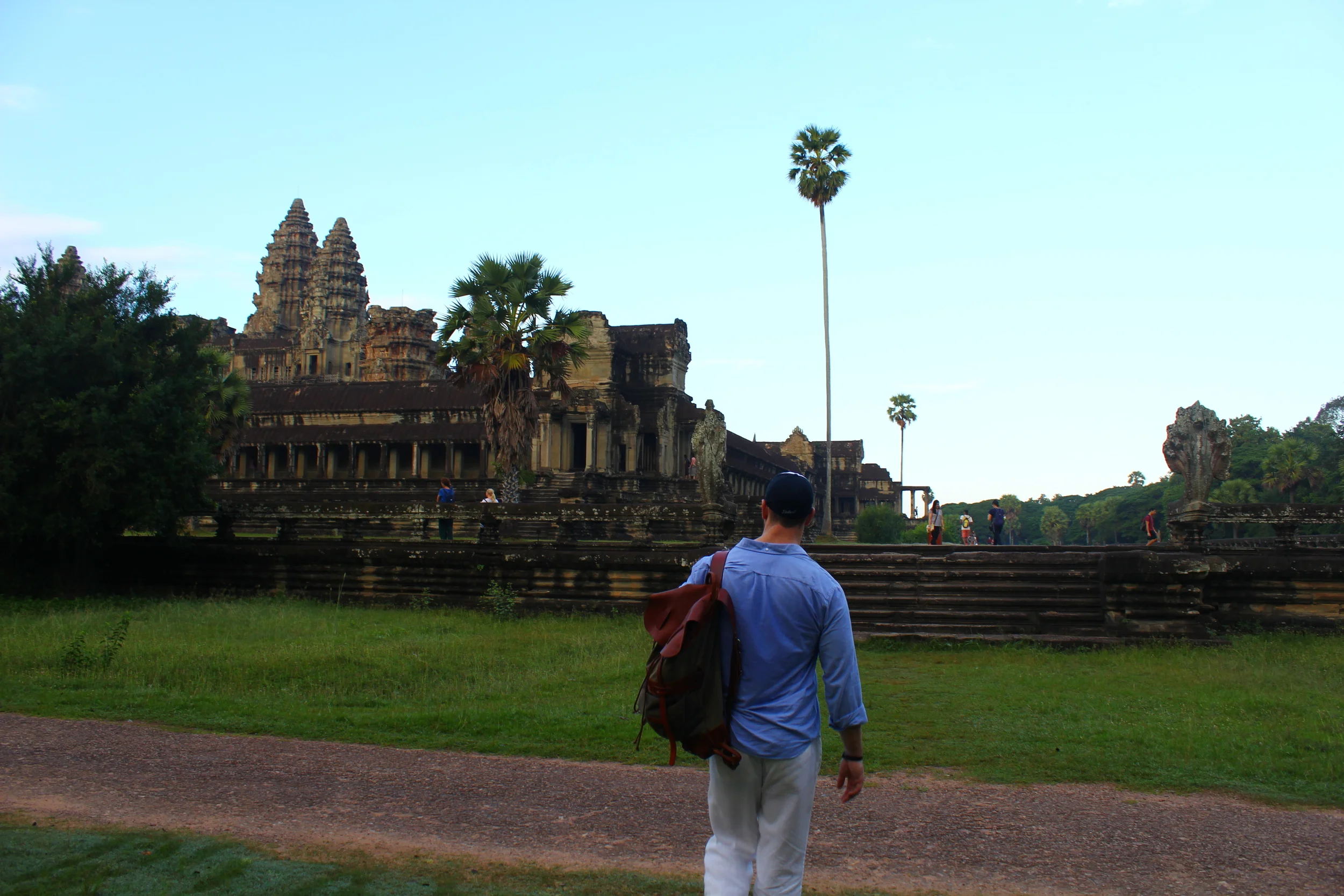  orox leather drawstring rucksack// american made// traveled worldwide  angkor wat, siem reap, cambodia    