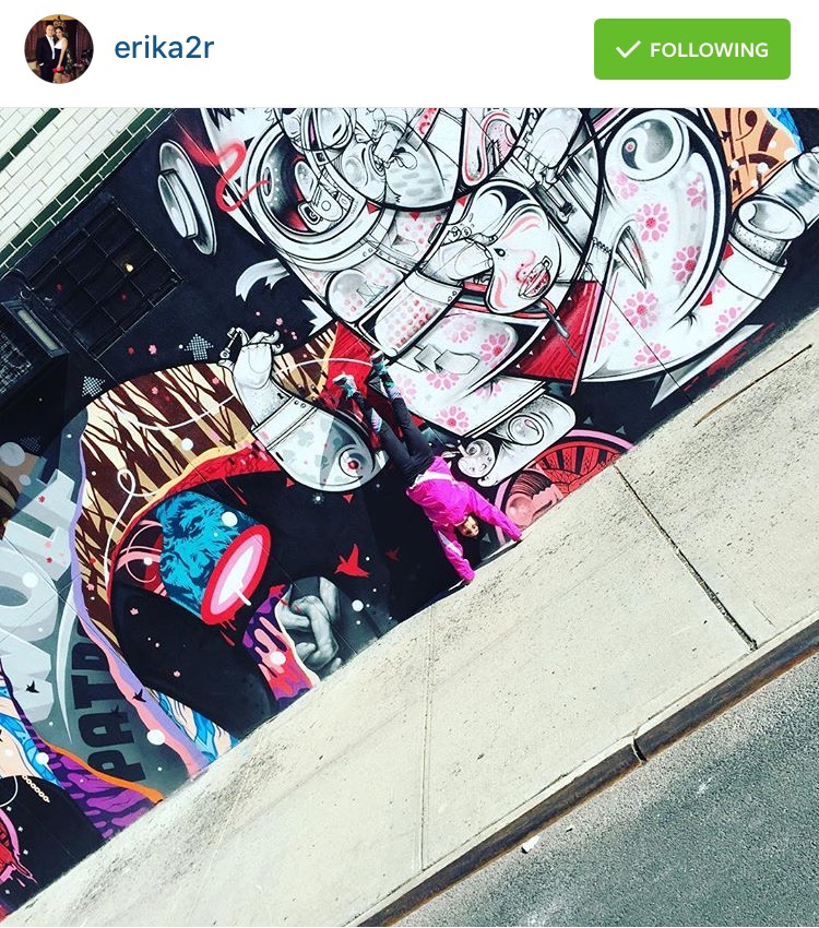 Stop, drop and handstand with @erika2r in front of @tristaneaton and @hownosm art.