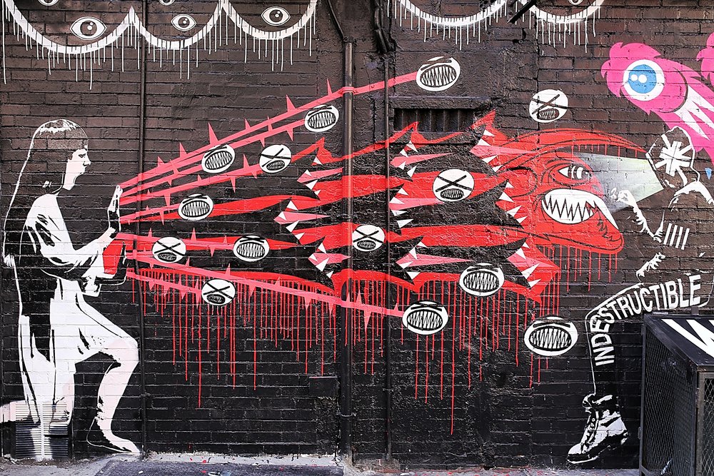 Check out FL00D 's new mural on the Lower East Side on Ludlow and Stanton, at Prema Hair Salon .