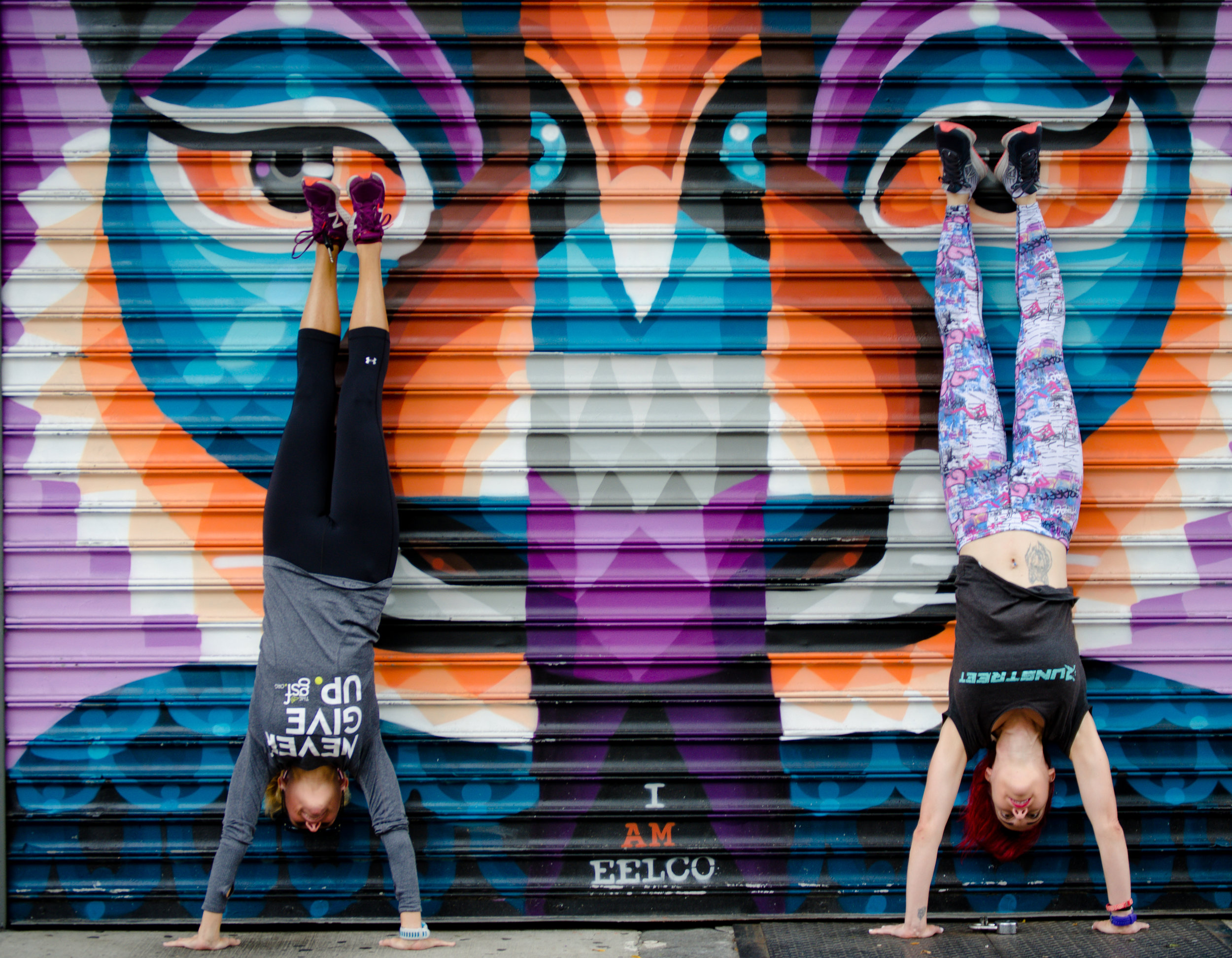 Photo by Filles Garcons of Runstreet runners at I Am Eelco mural on the Lower East Side, NYC.