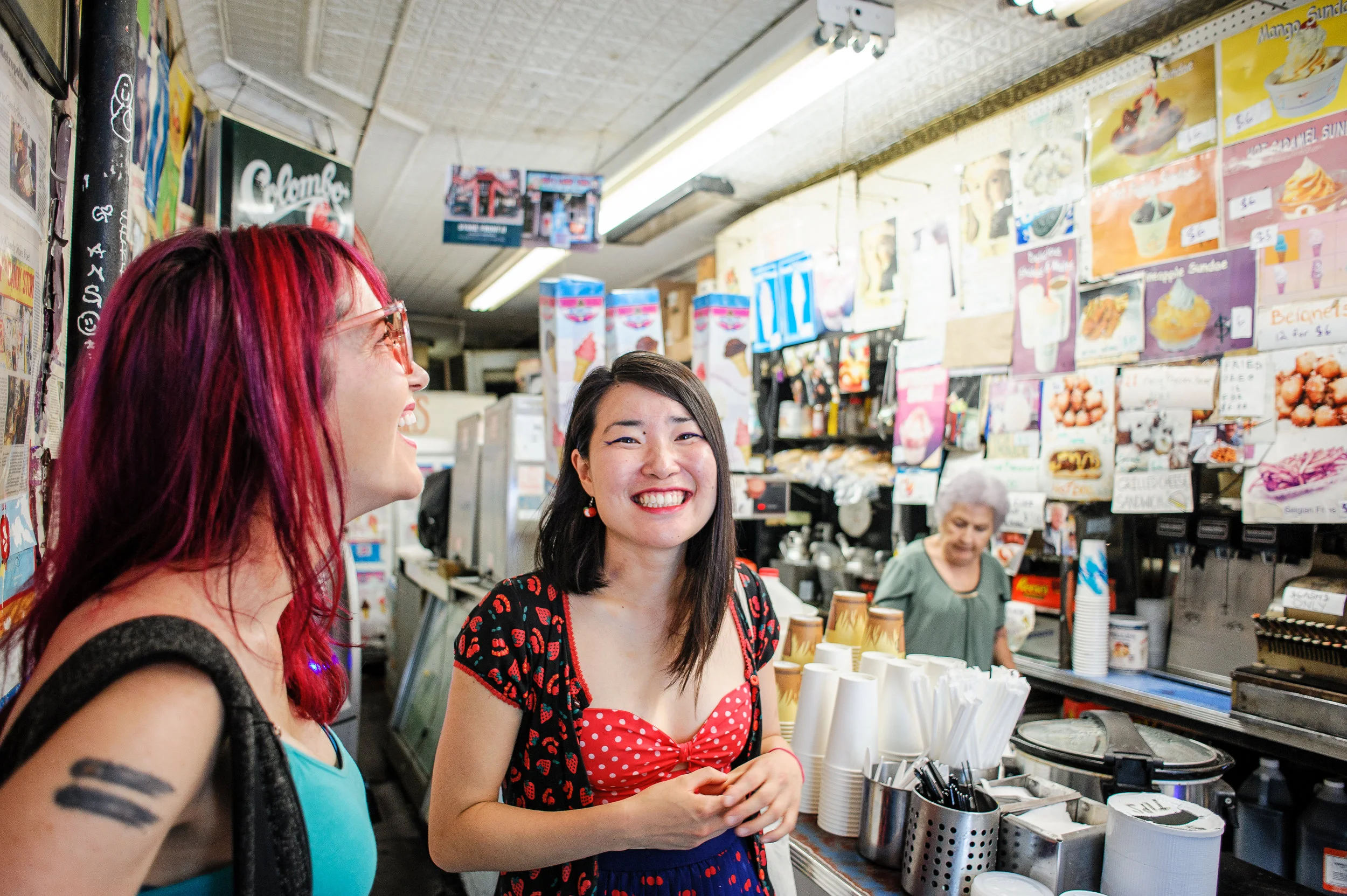 Peach talks about her artwork at Ray’s Candy Store.
