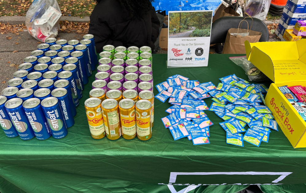 Hydration station at the Forest Park Queens 5K with drinks and Nuun