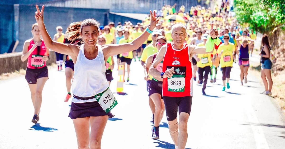 woman smiling running a race