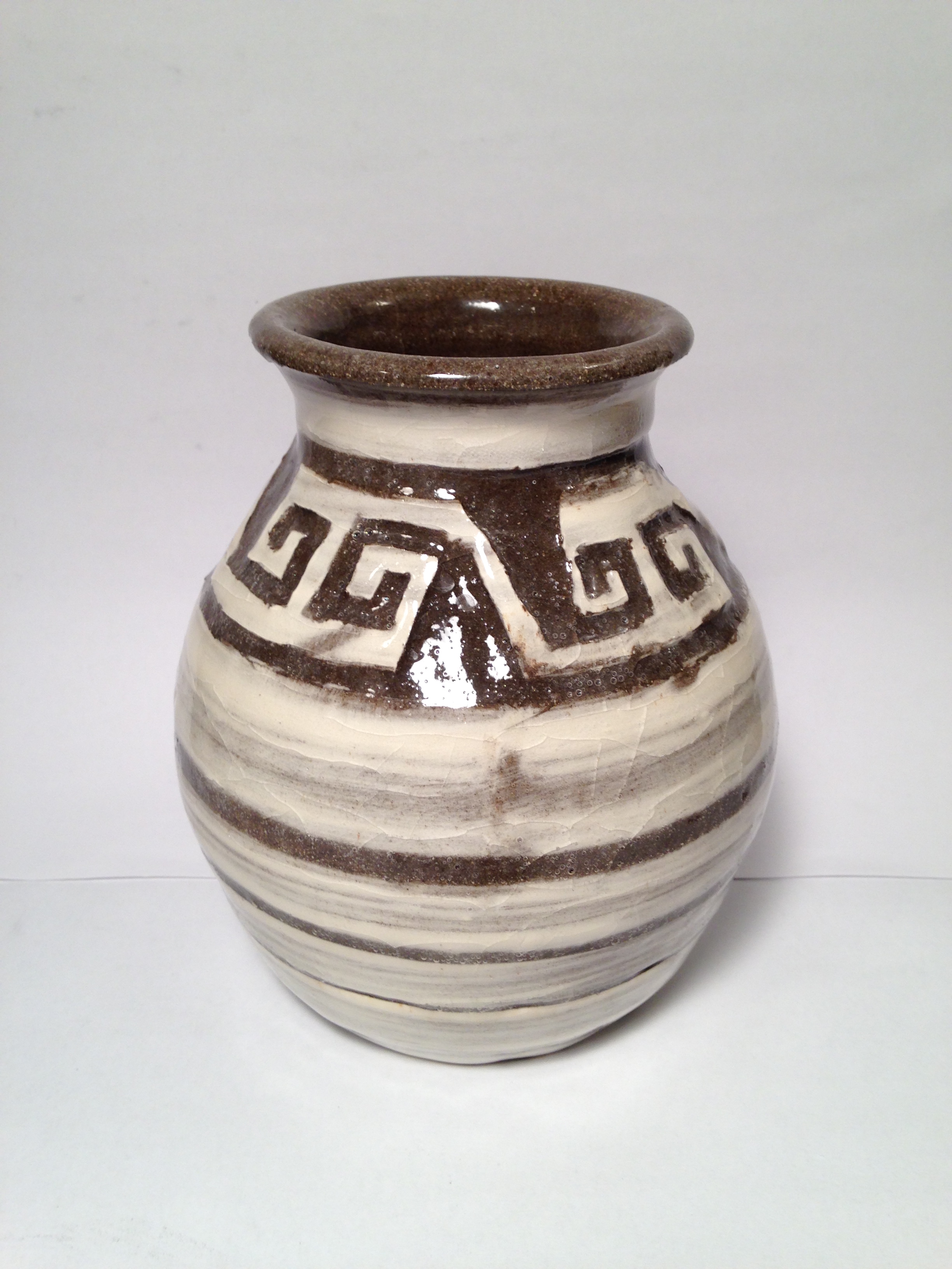 Vase with geometric wave motifs