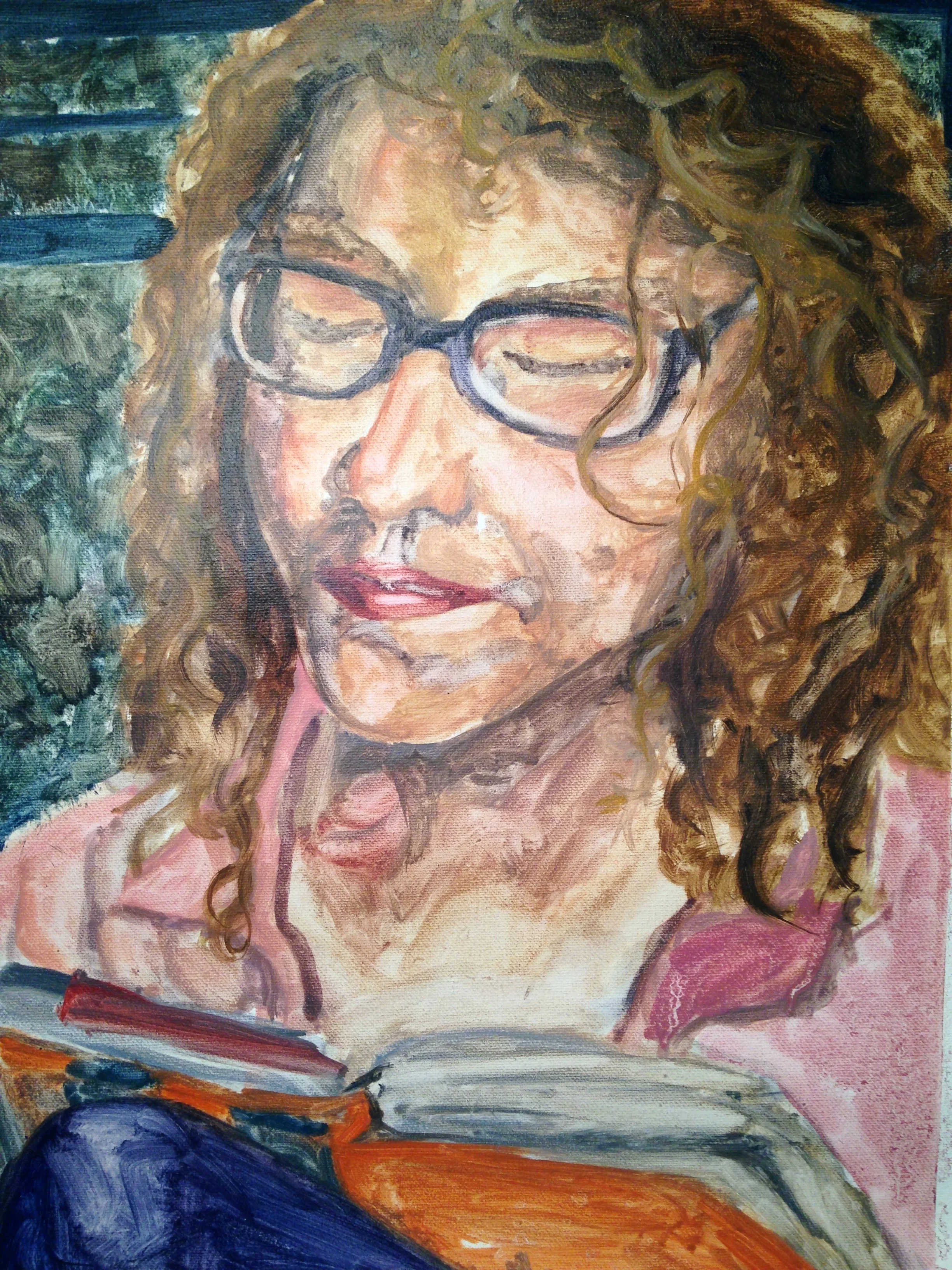 Caitlyn Reading a Book Outside