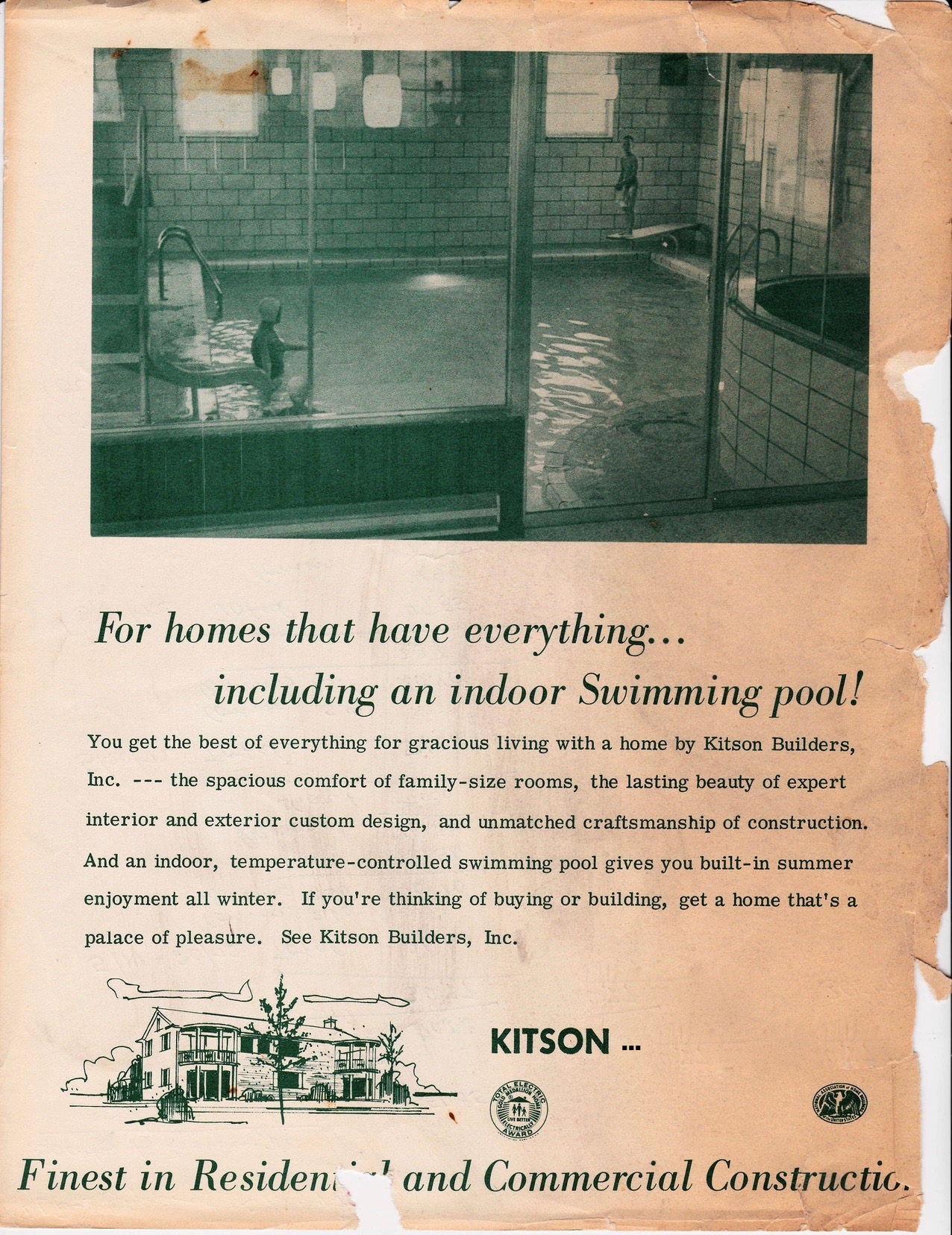An original Kitson Builders advertisement from the mid-60's
