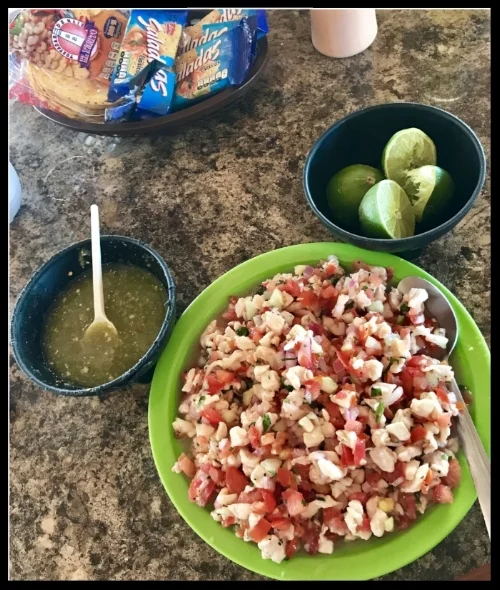 Giant plate of fresh white fish ceviche at Mariscos Toro Guerro...I seriously almost ate the entire plate. I don't play when it comes to 'viche.