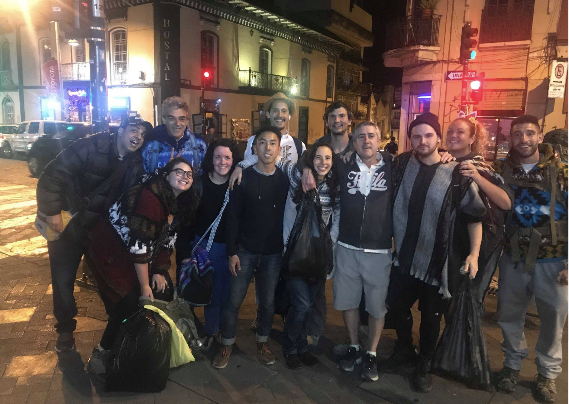 Amazing group of retreat guests from Gaia Sagrada enjoying the night in Cuenca, Ecuador