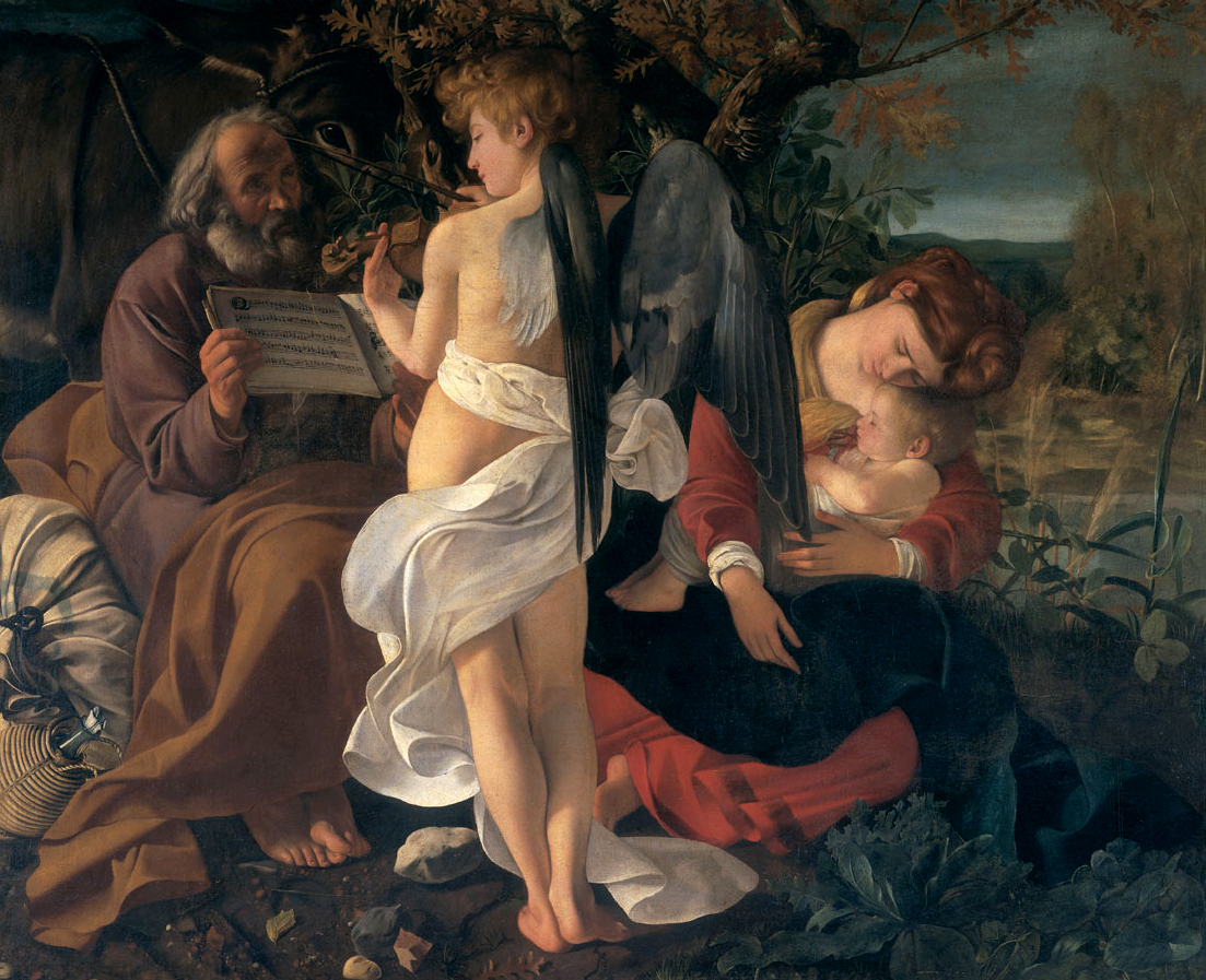 Michelangelo Caravaggio: The Rest on the Flight into Egypt (click to enlarge).
