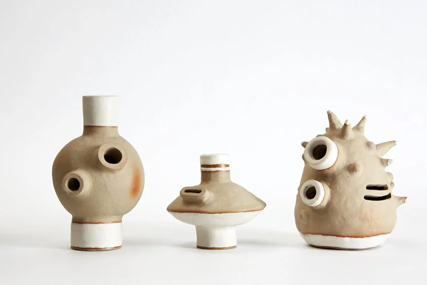6. Ceramics (untitled) Left: 8"x 5" / Middle 5 "x 5.5" / Right: 7"x 5.5"