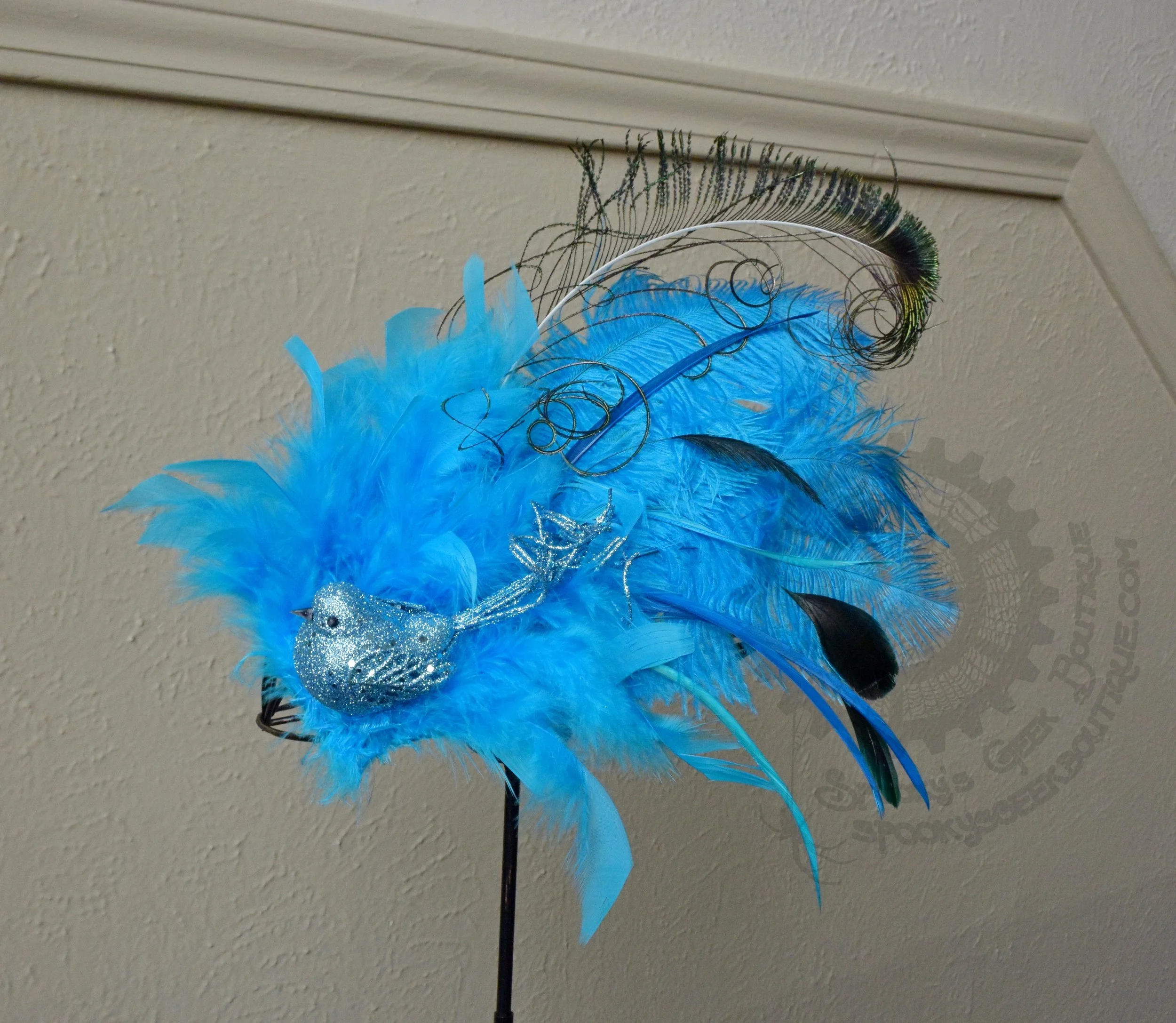 Teal Paradise Feathered Fascinator