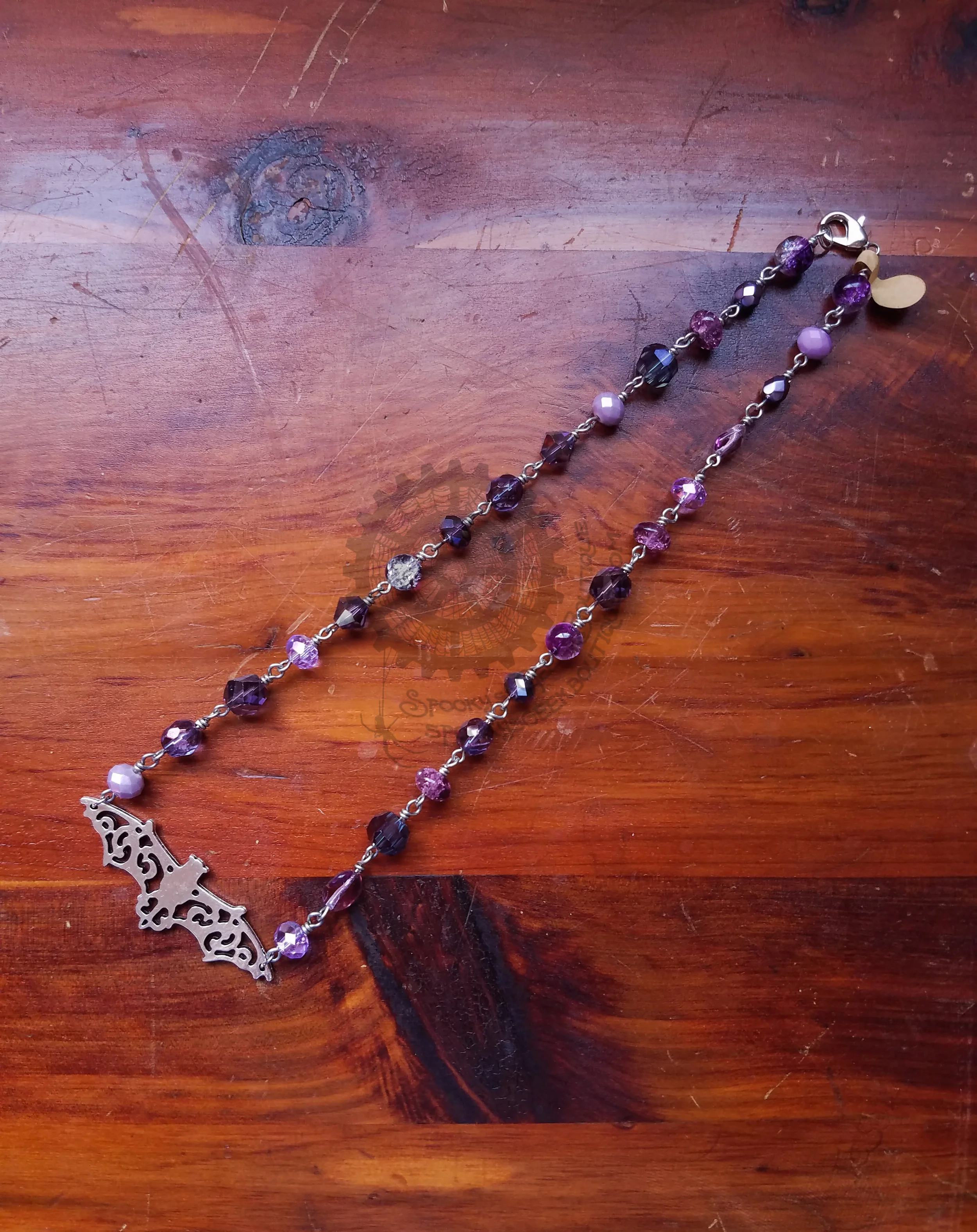 Lavendar Bat Necklace