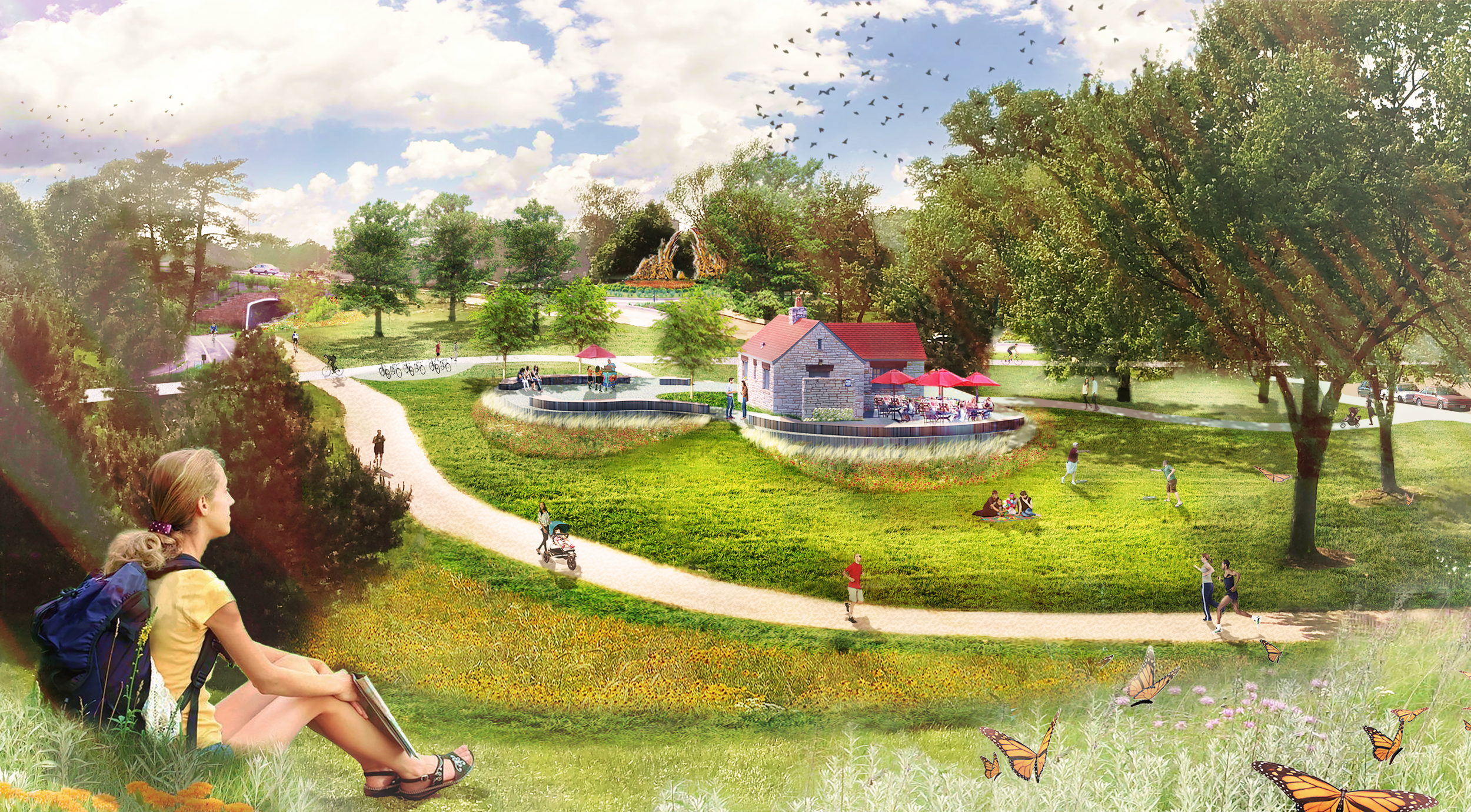 The above rendering captures what Caleres is making possible: a welcoming gathering plaza near Forest Park’s most popular entrance.