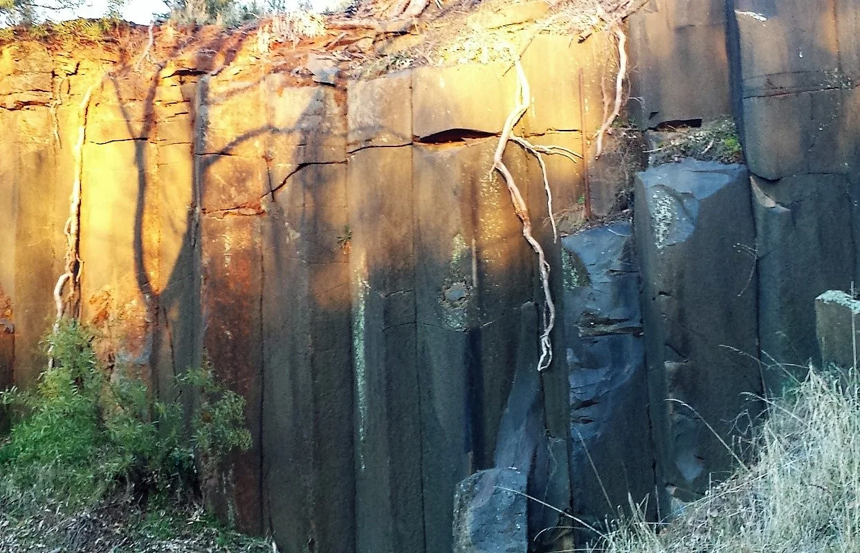 Rock walls exposed during former quarry operations