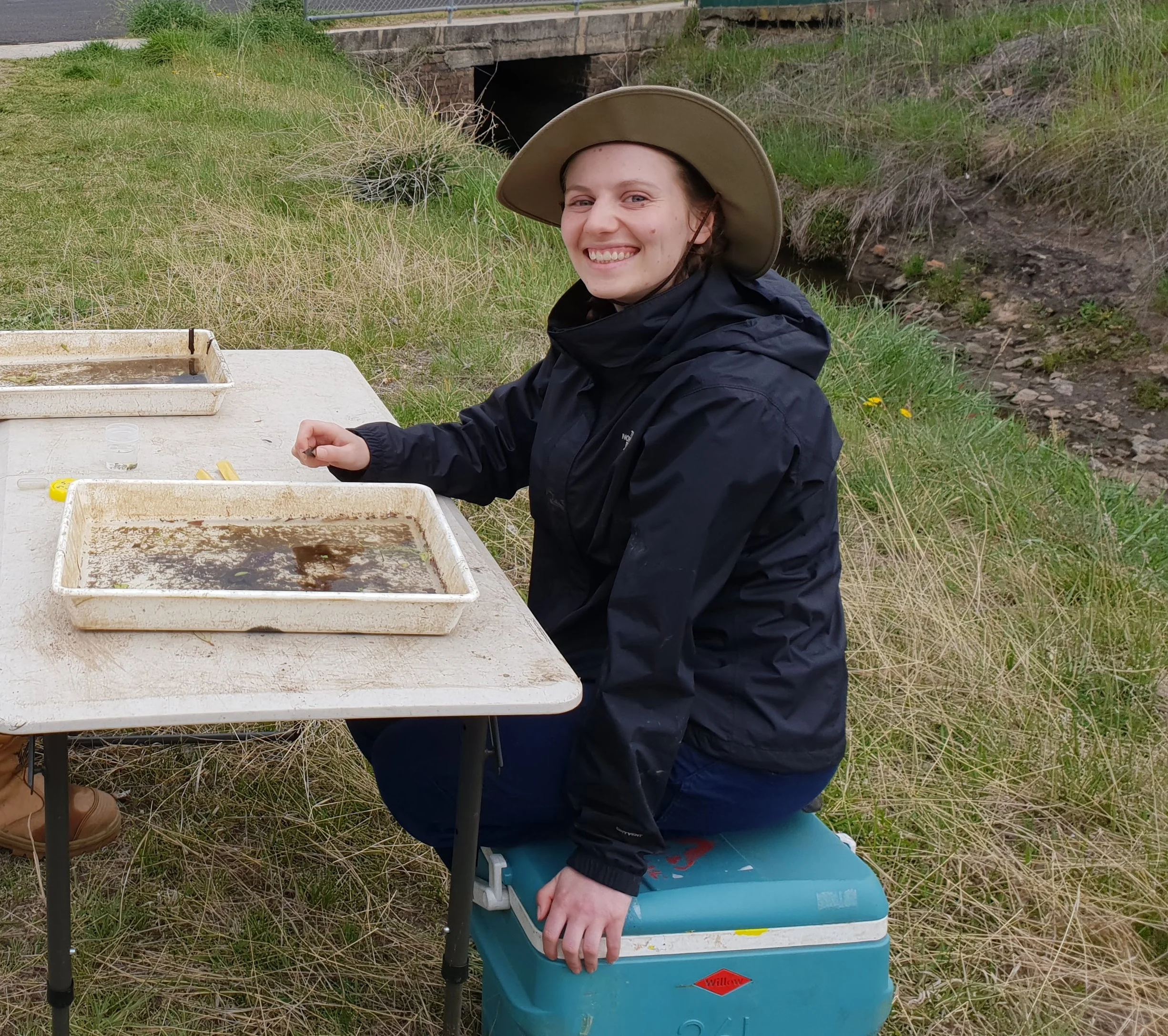 Macroinvertebrate assessment being conducted by CT Environmental staff