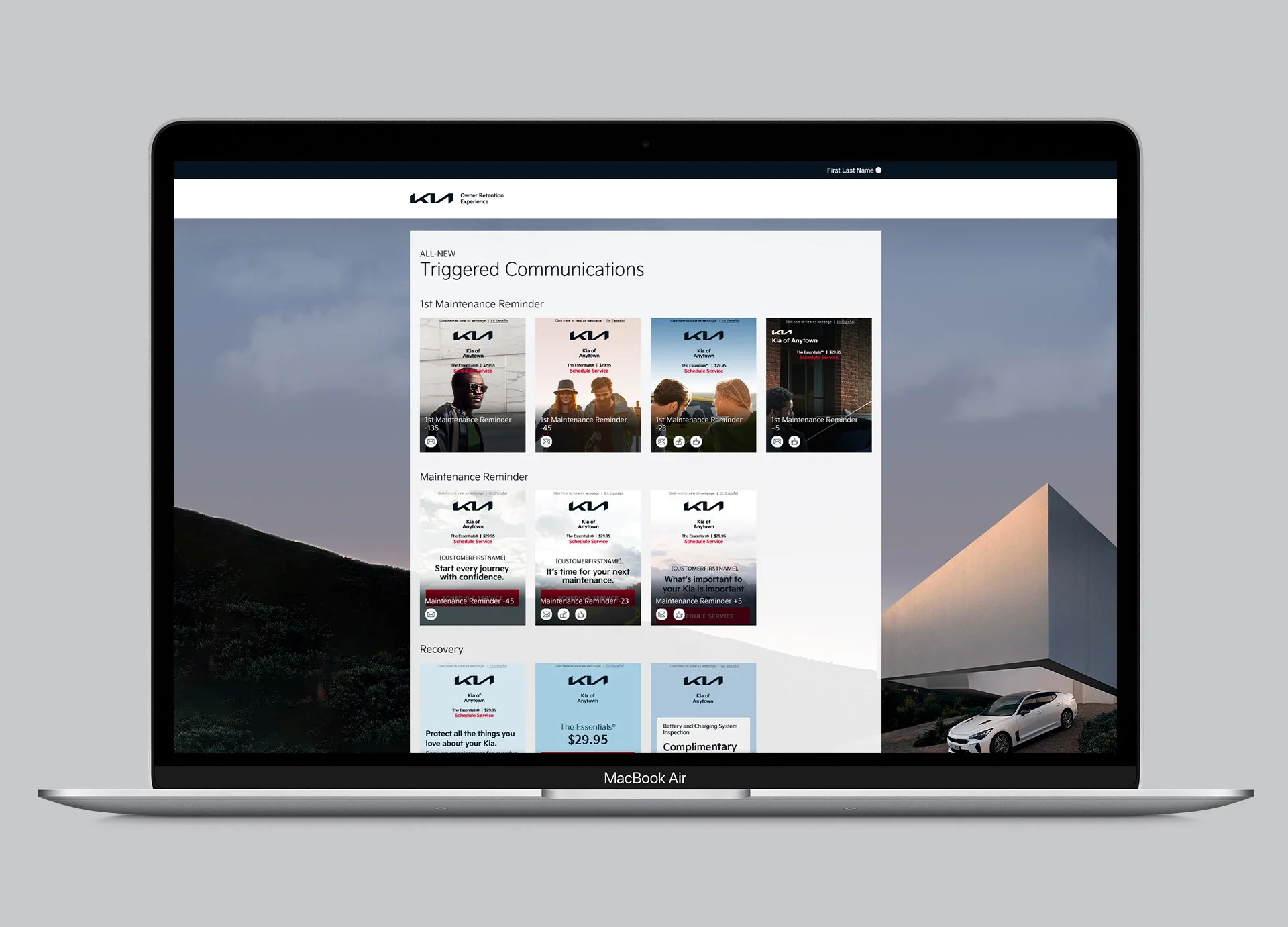 Template selection microsite