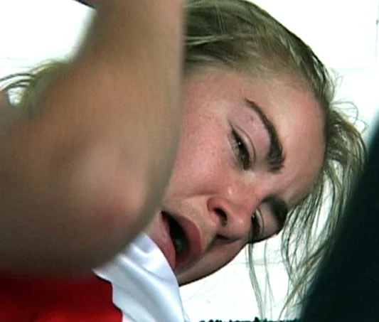 Even Girls Play Footy - Penny Cula-Reid in pain.