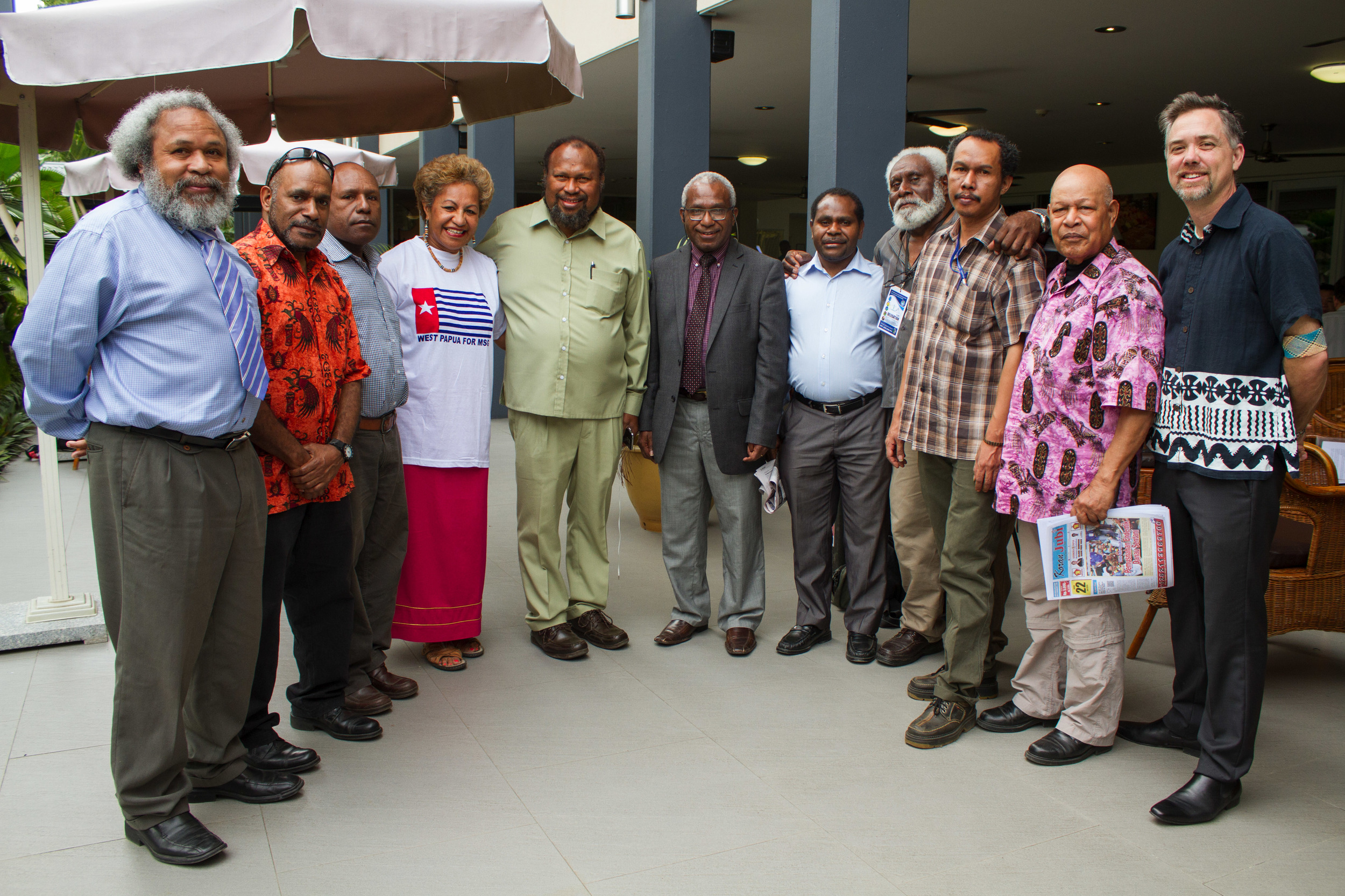 Pray For West Papua - West Papuan leaders and their supporters at the Melanesian Spearhead Group meeting in Honiara, 2015.
