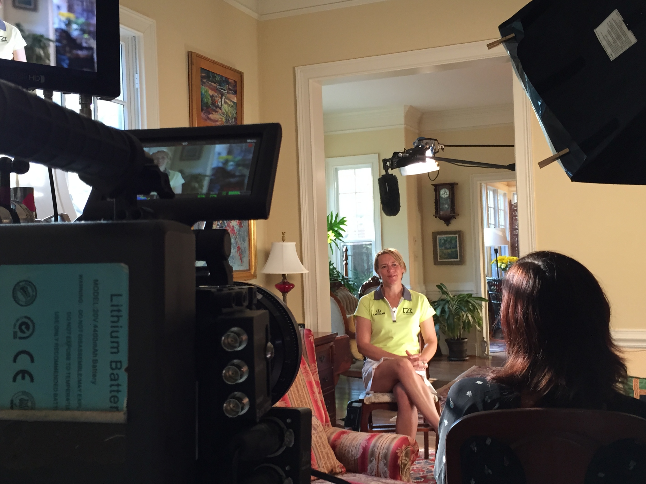 Co-Director Carrie Schrader interviewing Anika Sorenstram photo taken by Charlene Fisk.