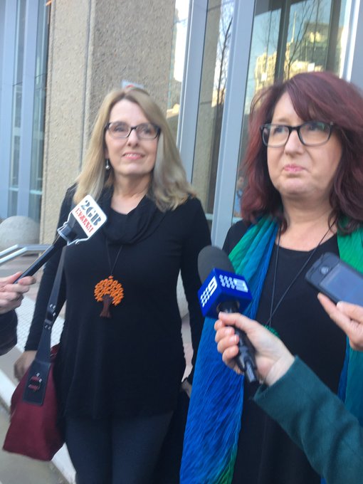 Cultivating Murder - The victim Glen Turner's partner Alison McKenzie and his sister Fran Pearce outside the Supreme Court Sydney, where Ian Turnbull had just been convicted of murder.
