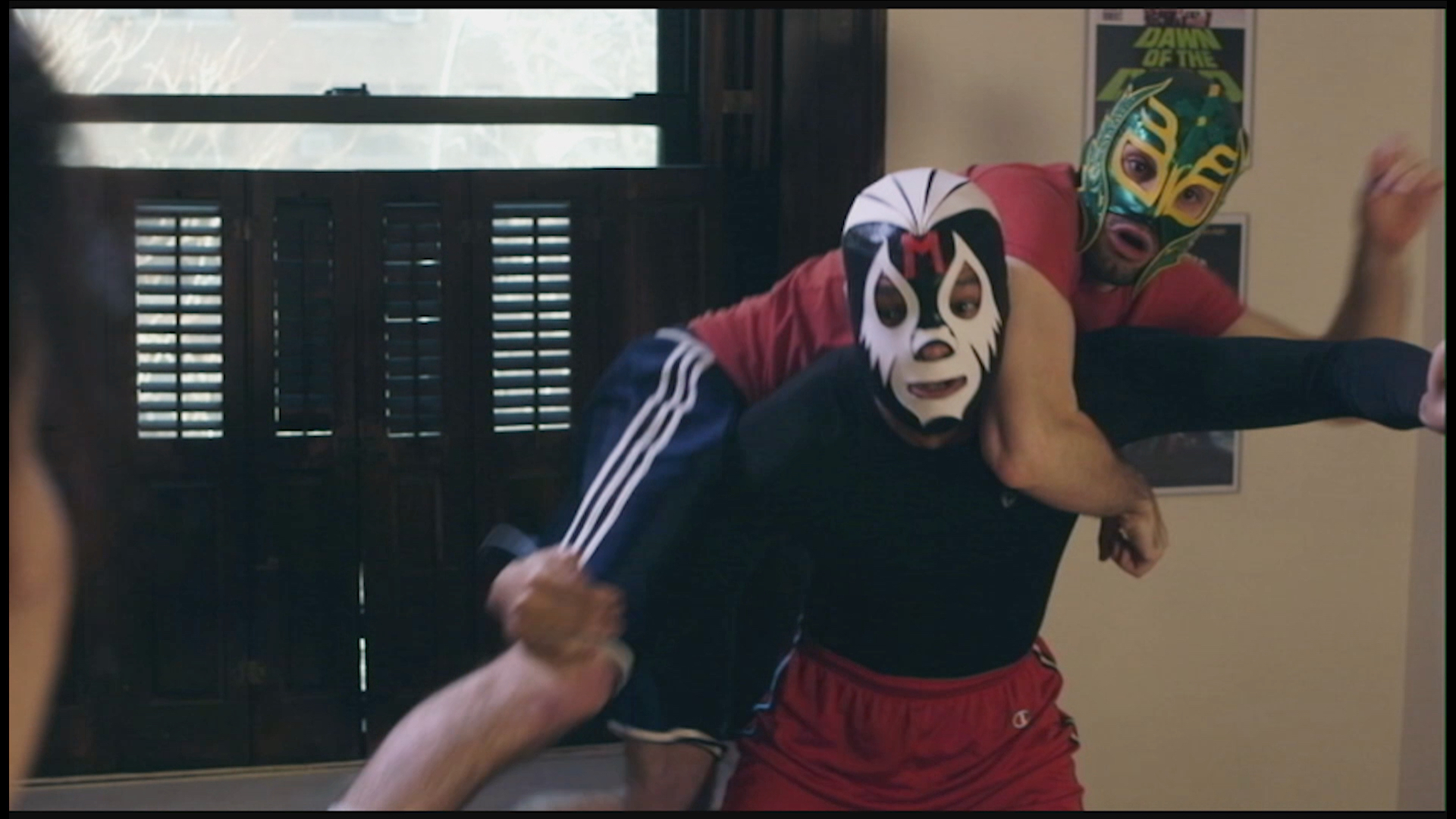 Breakfast in Bed - Marvin (LeMar McLean) and Buzzard (Adam Twitchell) get caught practicing their wrestling move.