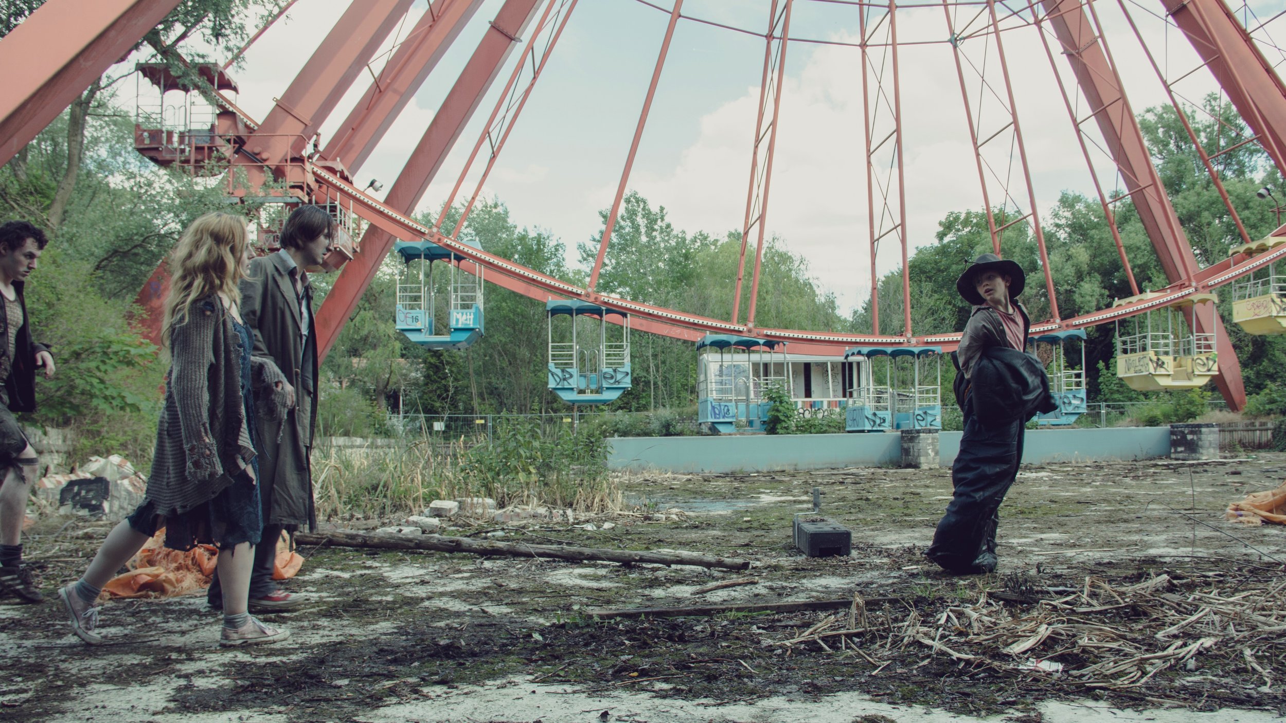Miko runs away from seemingly dangerous zombies.