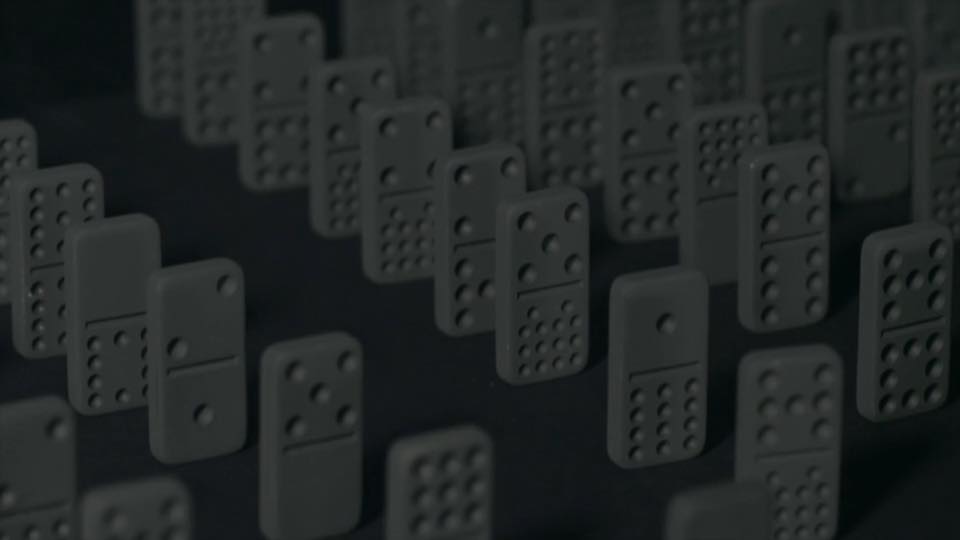 Dominos are used to simulate soldiers standing in formation.