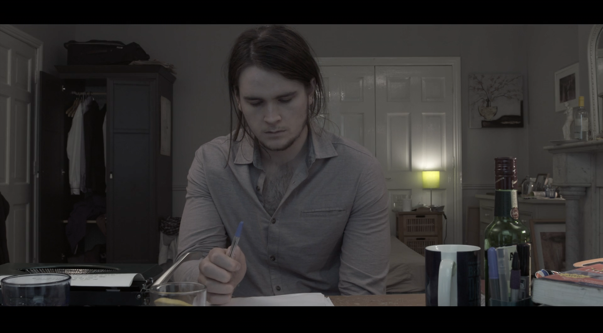 I'm Sorry, But - Isolation is a resounding element in the film. A single bedsit and lone man make up the full set and cast.