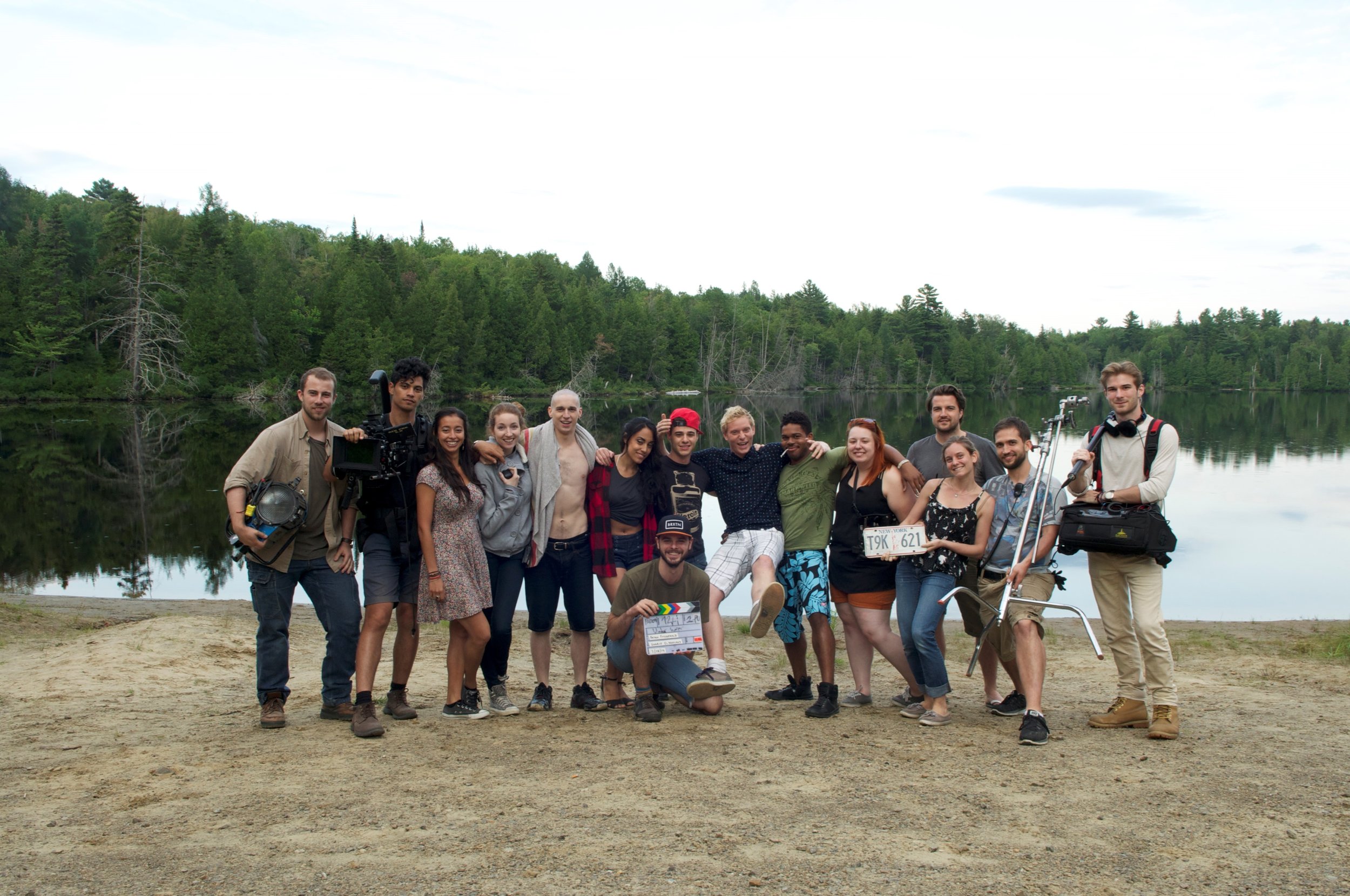 Cast and crew on location at lake, in Chertsey, Q.C. Photo courtesy of Richard Lessard