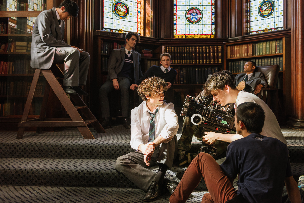 Lead actor Sam Delich and cinematographer Jack McAvoy on the set of MEAT // Photo by Stephen Godfrey