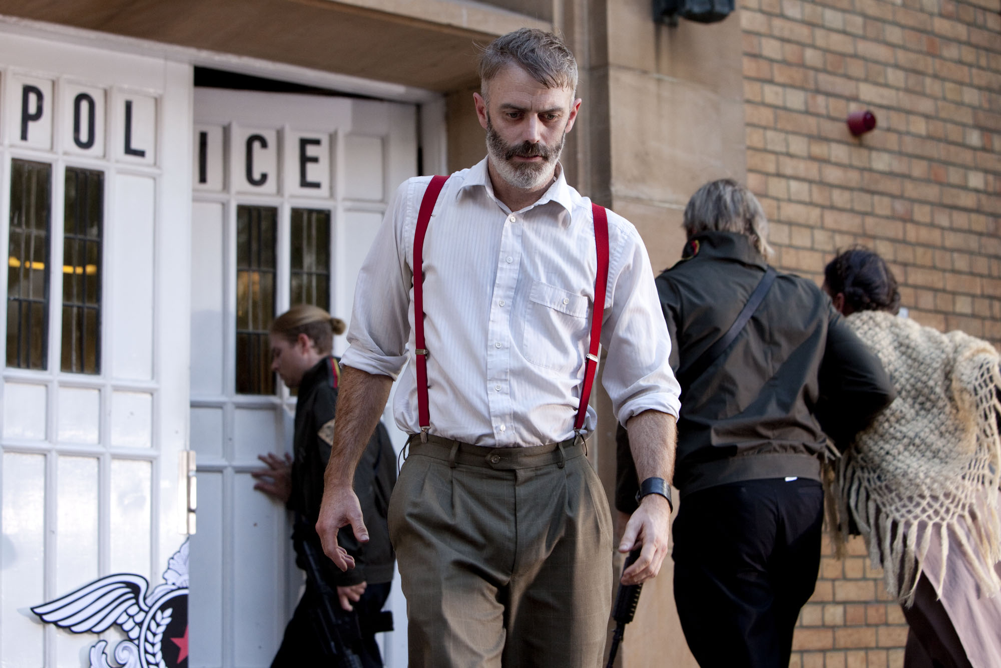 Crime and Punishment - Raskolnikov (Lee Mason) leaves the Police Station. 