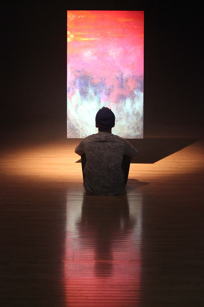 Confrontation: Estefano Suazo and painting by Shannon Janet Smith.