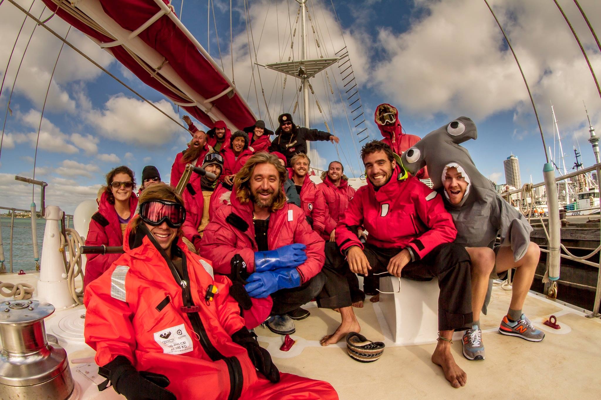Sea Gypsies: The Far Side of the World - preparing to depart Auckland - Crew in high spirits getting ready to head South from New Zealand
