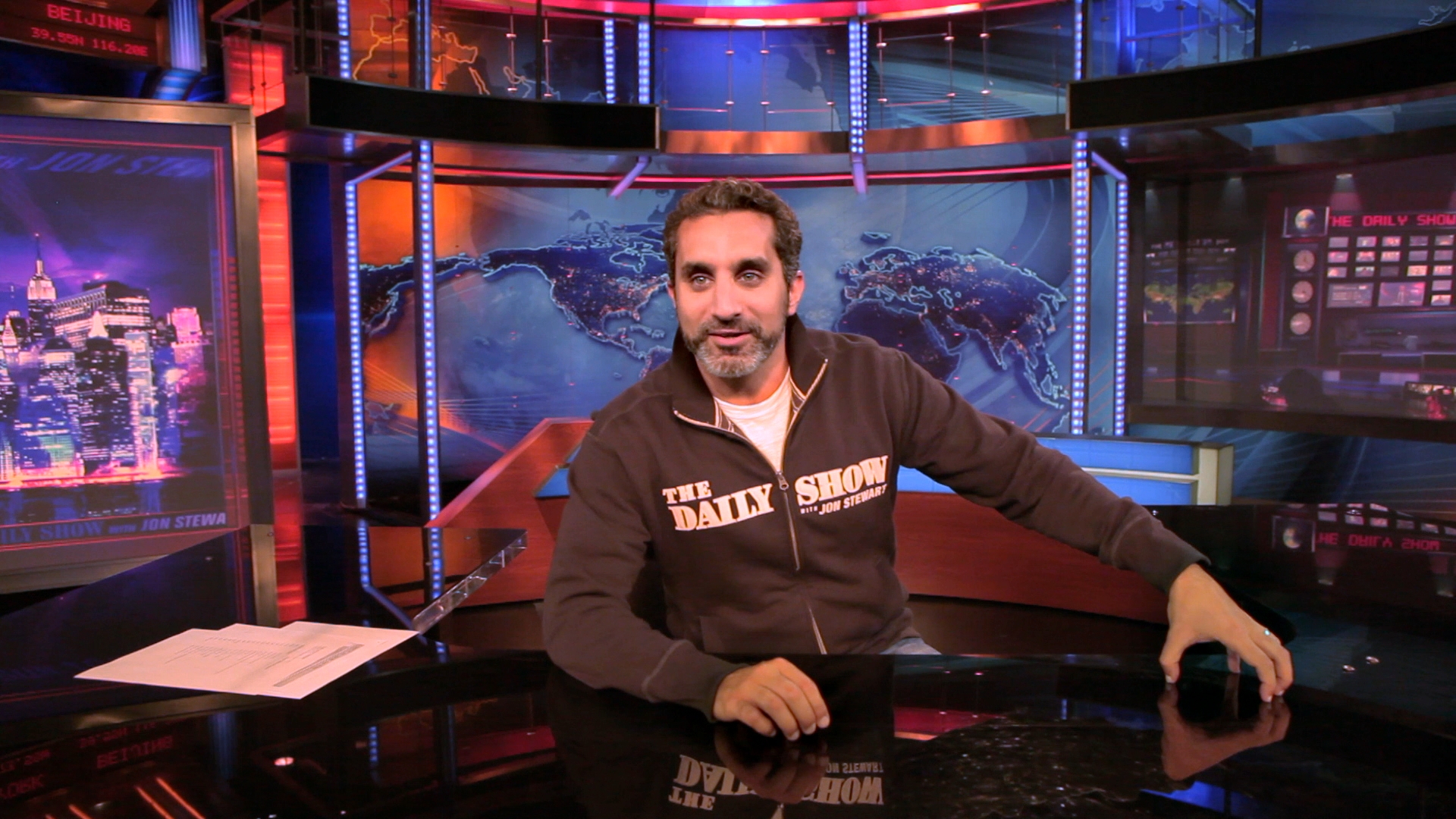 Bassem visits The Daily Show in June 2012.