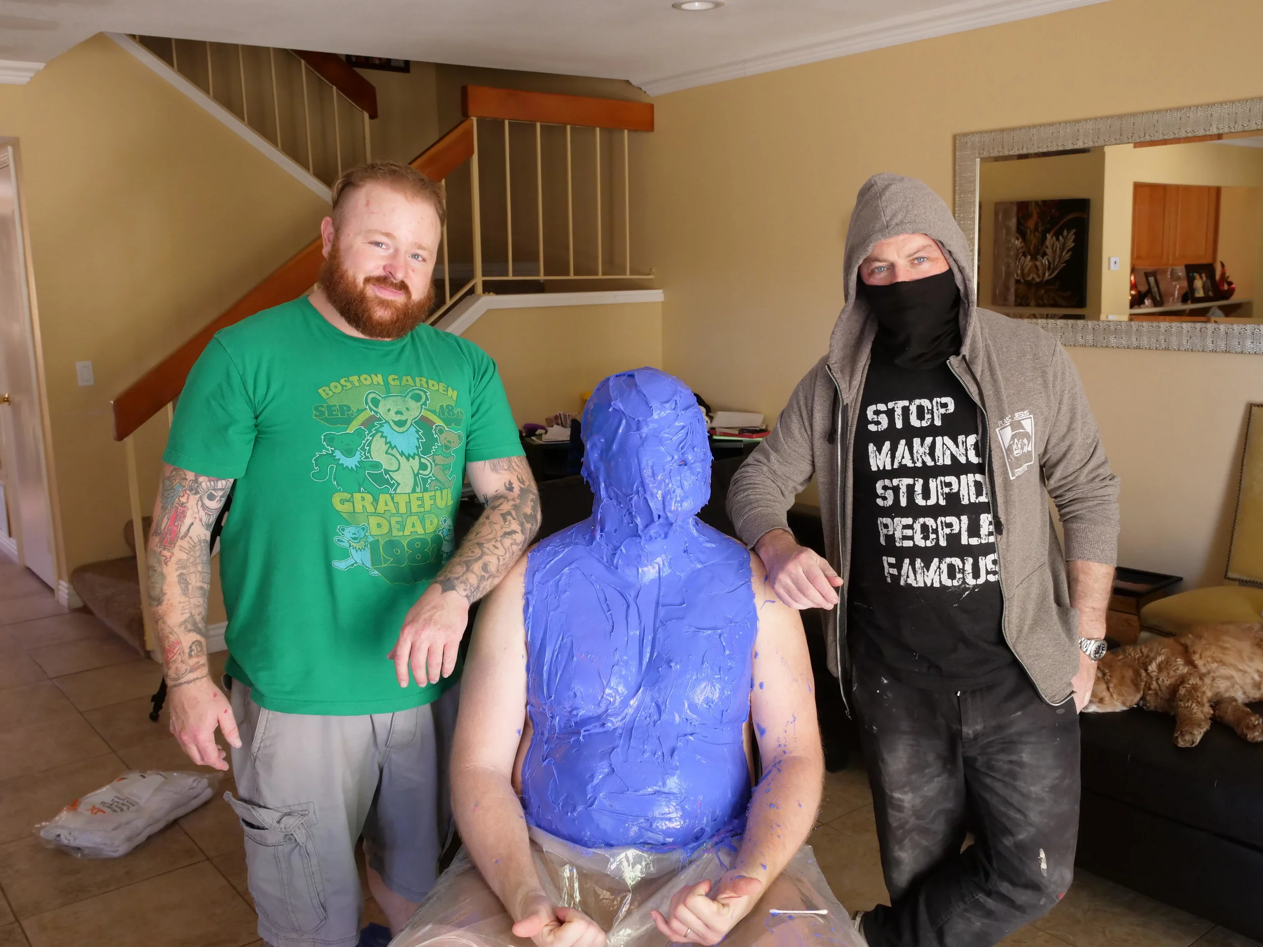 Joshua "Ginger" Monroe, Matt (Harvey Weinstein statue model), Plastic Jesus pose during lifecasting session