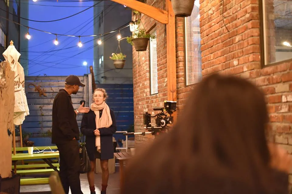 Director Princeton Holt with actress Irina Abraham