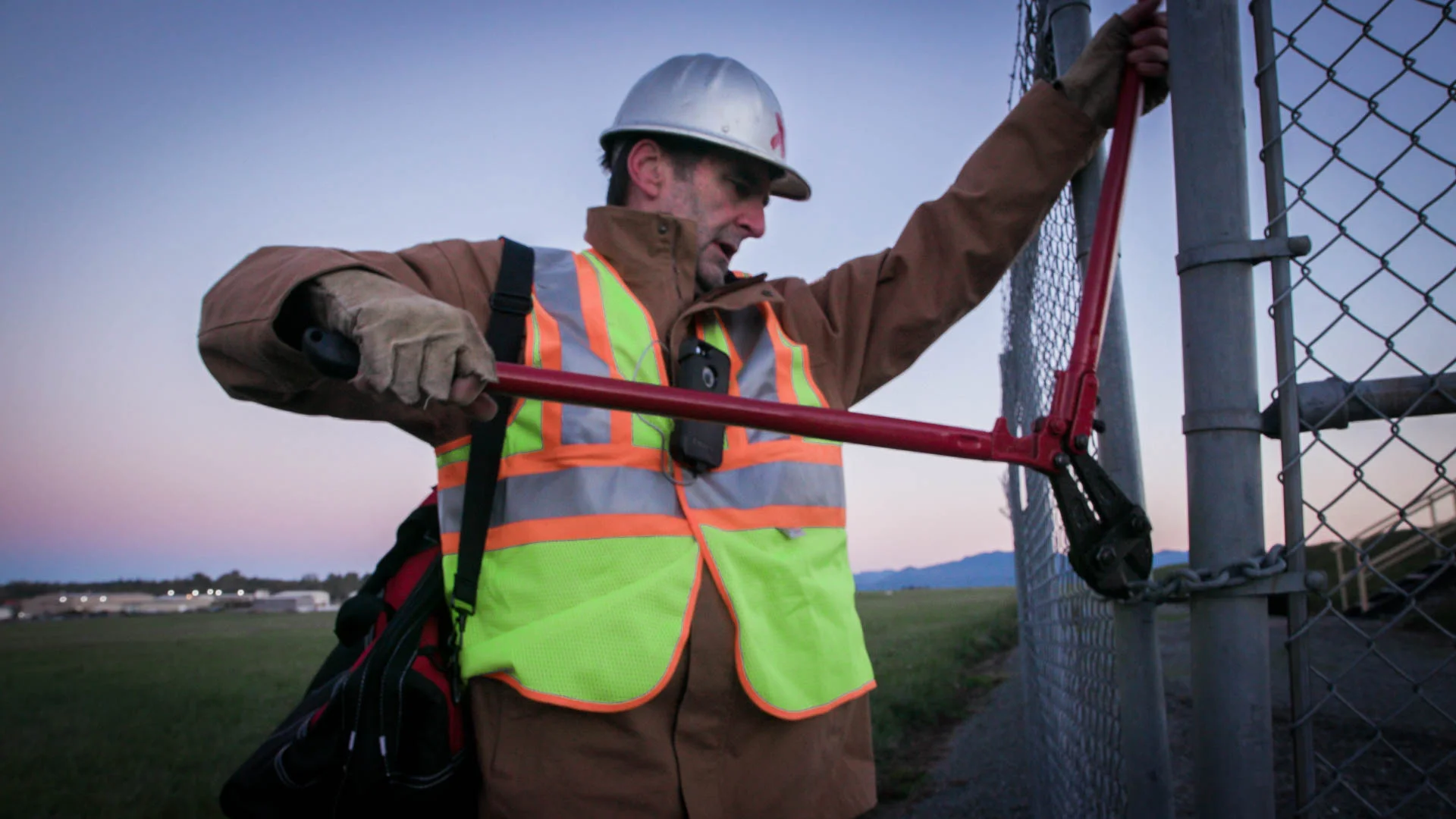 Ken Ward breaks into the TransMountain Pipeline facility October 11, 2016.