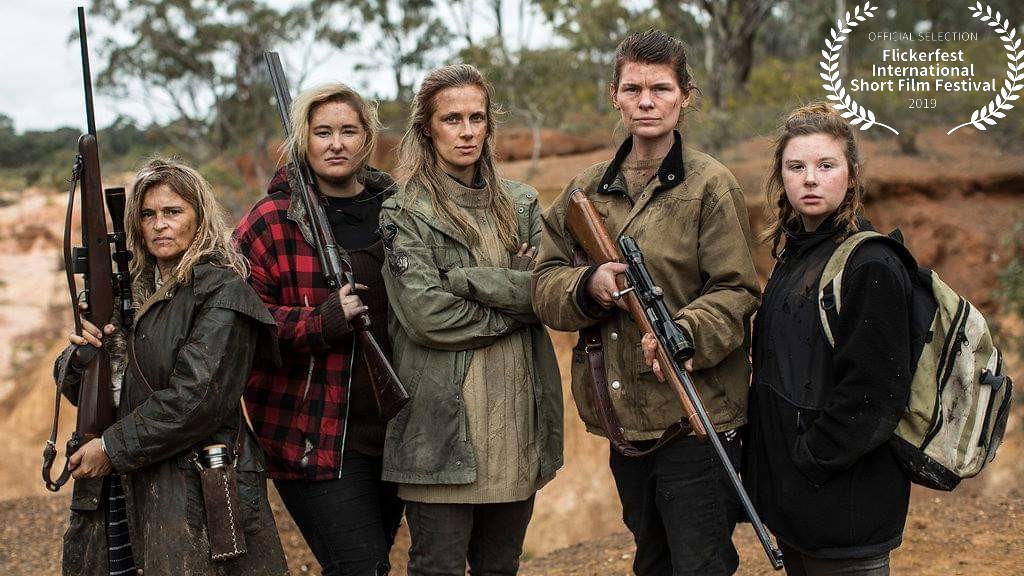 Cast of The Hunt: Kaarin Fairfax, Luci Hare, Catherine Mack, Holly Hargreaves and Ruby Rees