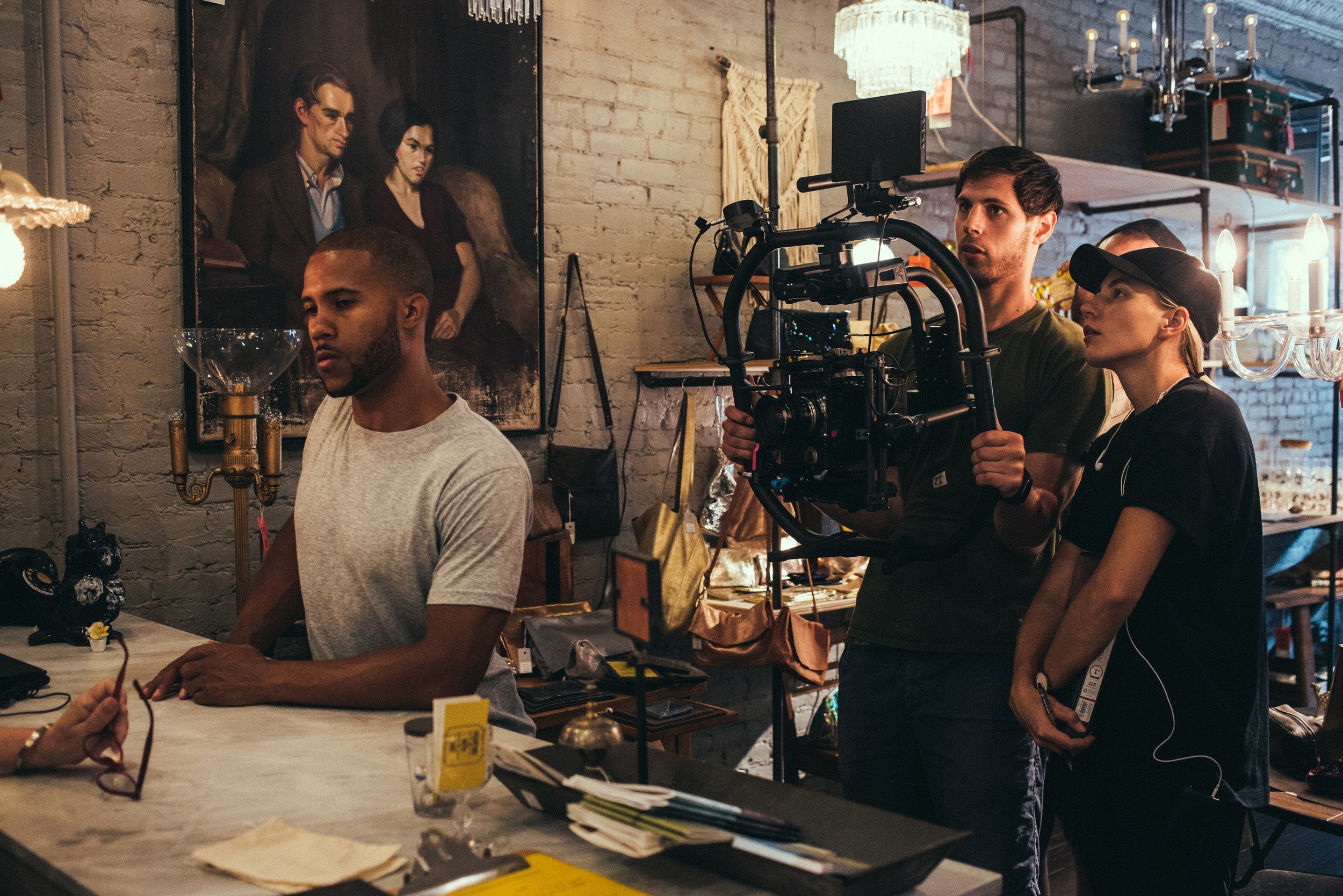 Director Jess Dunn (RIGHT) with Camera Operator Matt Brown on set shooting Actor Anthony T Solano (LEFT).