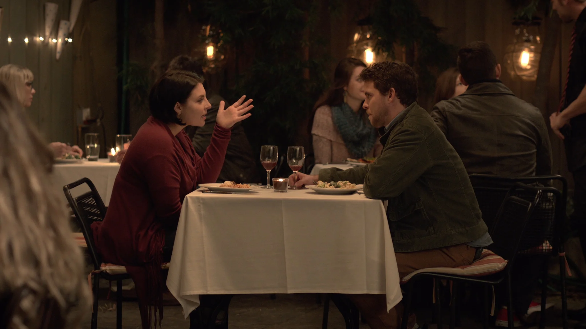 Restaurant scene of Sam and Ben's date