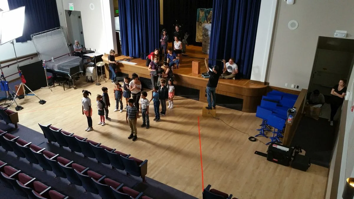 Behind the scenes of The Statue - The talented young actors of "The Statue" perform the robot dance.