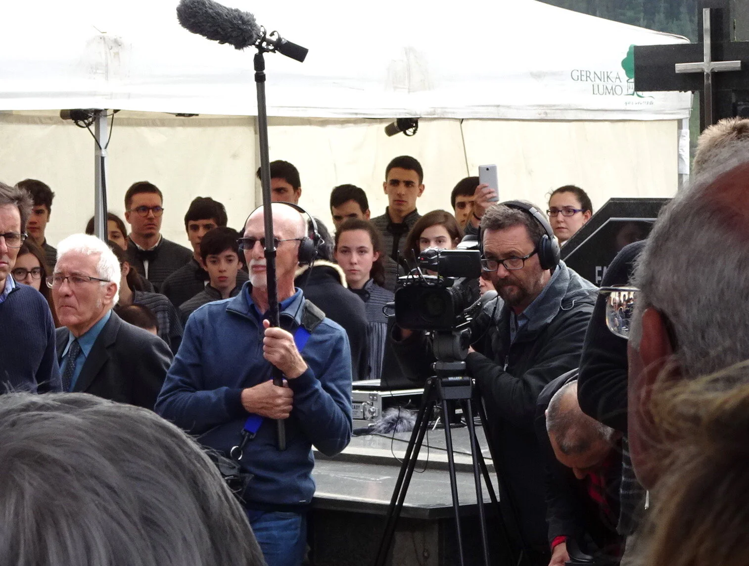 Behind the scenes of Can Art Stop a Bullet: William Kelly's Big Picture - Shooting at the Guernika commemoration