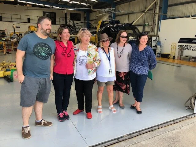 With Flying Colours - Rosemary With Crew: from left to right: DP Johanness Gross, Director Christina Hogarth, Rosemary Arnold, pilots Jenny Gust &amp; Suzanne Litchfield and First AD Melanie Jacobsen