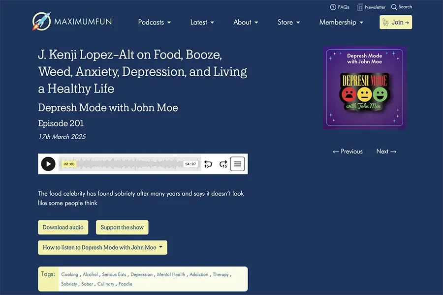Kenji López-Alt Interviewed on Depresh Mode with John Moe