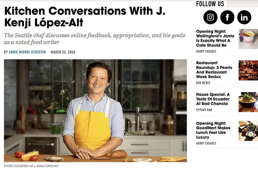 Kenji López-Alt interviewed by Annie Midori Atherton for Seattle Magazine