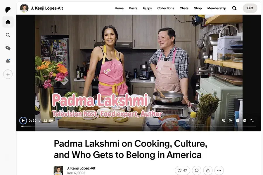 Kenji López-Alt interviews Padma Lakshmi