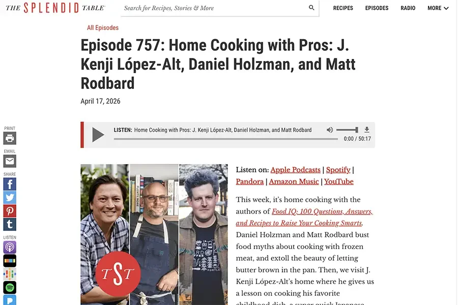 Kenji López-Alt interviewed on Splendid Table