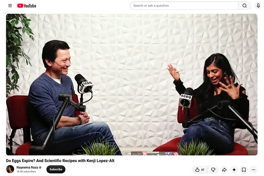 Kenji López-Alt interviewed on Smart Girl Dumb Questions with Nayeema Raza