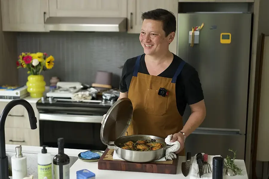 Kenji López-Alt cooks chicken in his Our Place braiser