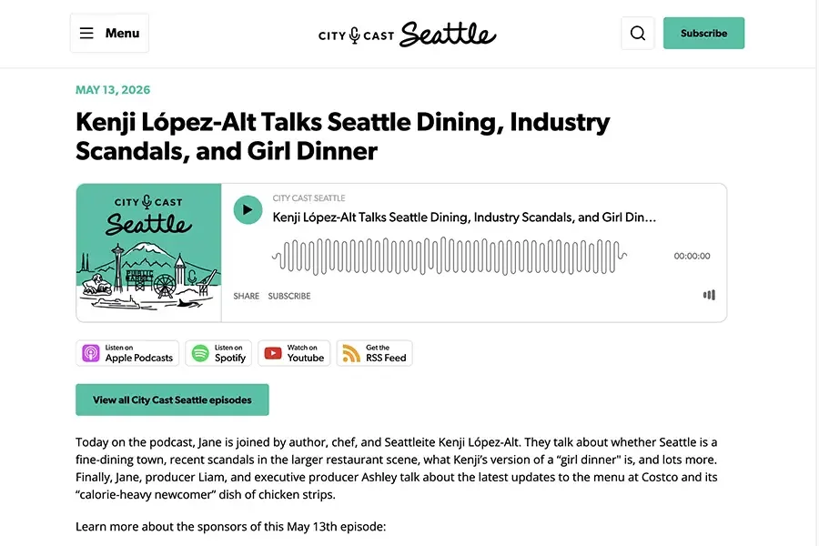 Kenji López-Alt Interviewed on City Cast Seattle